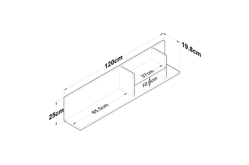 Friederich Vegghylle 120 cm - Valnøtt/Antrasitt - Oppbevaring - Hyller - Vegghylle