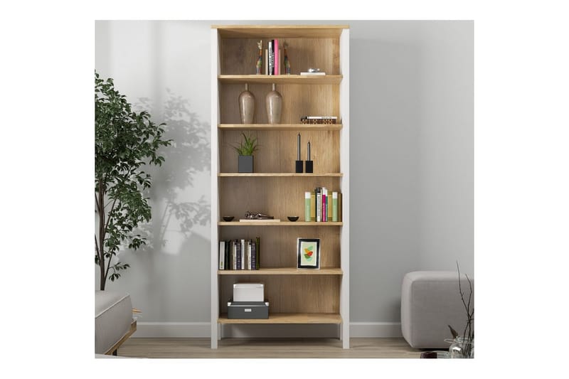 Fynric Bokhylle 83 cm - Natur/Hvit - Oppbevaring - Hyller - Bokhylle