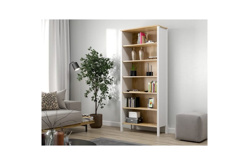 Fynric Bokhylle 83 cm - Natur/Hvit - Oppbevaring - Hyller - Bokhylle