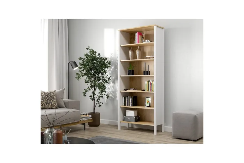 Fynric Bokhylle 83 cm - Natur/Hvit - Oppbevaring - Hyller - Bokhylle