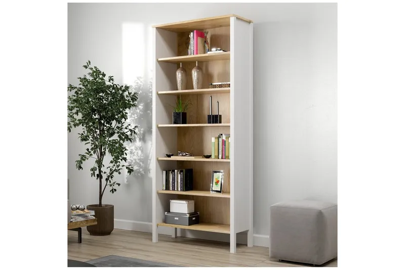Fynric Bokhylle 83 cm - Natur/Hvit - Oppbevaring - Hyller - Bokhylle