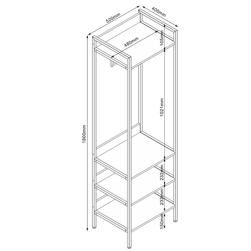 Gangkonsoll HOME4YOU Hannes 52x40x180 cm rustikk melamin - rustikk melamin - Oppbevaring - Hyller - Hylleplan & hyllekonsoll