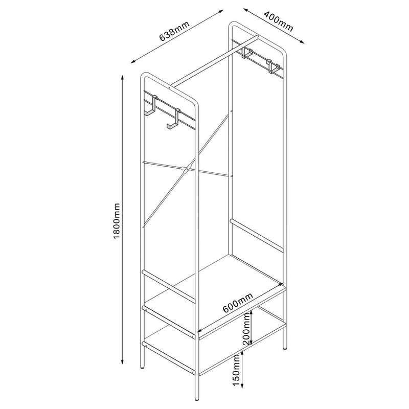 Gangkonsoll HOME4YOU Hannes 64x40x180 cm rustikk melamin - rustikk melamin - Oppbevaring - Hyller - Hylleplan & hyllekonsoll