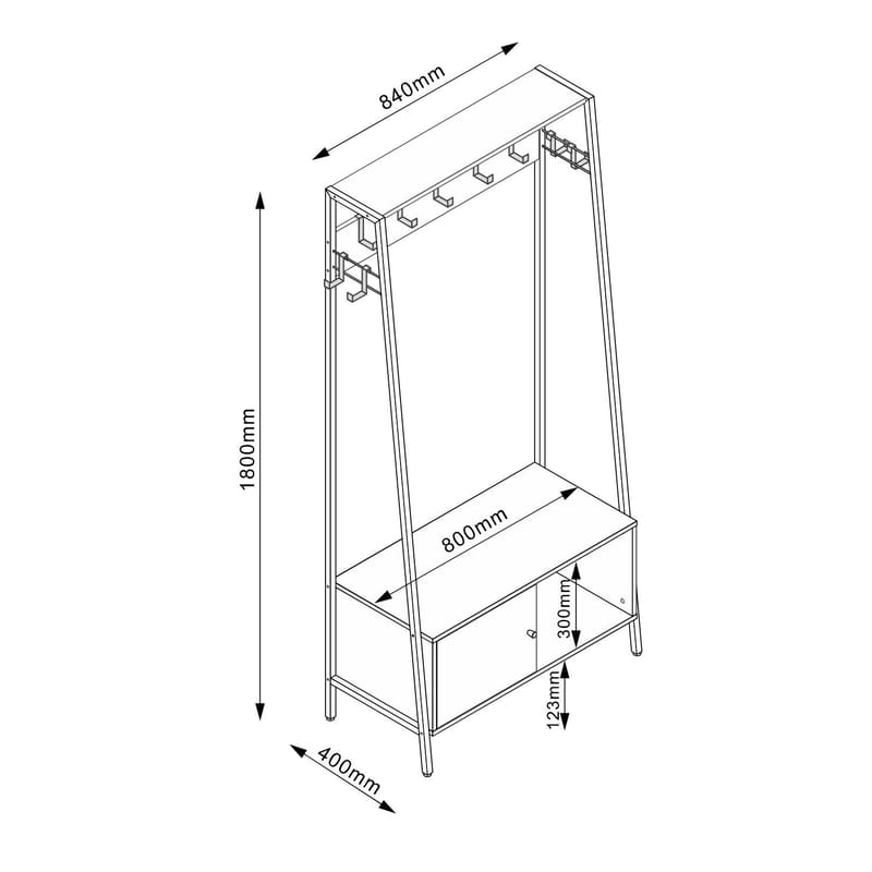 Gangkonsoll HOME4YOU Hannes 84x40x180 cm rustikk melamin med skuff - rustikk melamin - Oppbevaring - Hyller - Hylleplan & hyllekonsoll