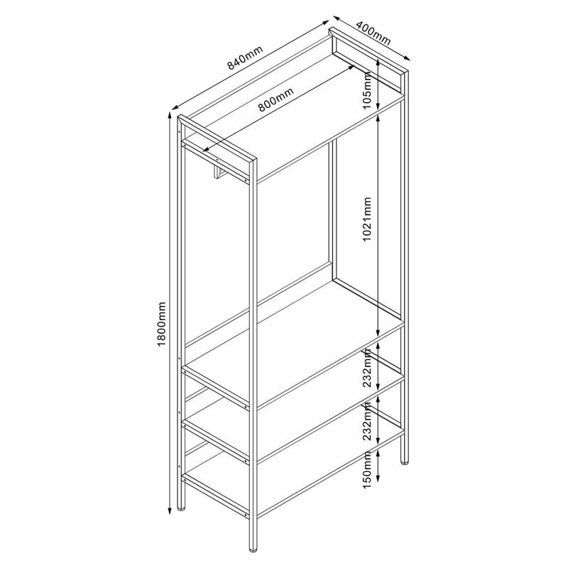 Gangkonsoll HOME4YOU Hannes 84x40x180 cm rustikk melamin - rustikk melamin - Oppbevaring - Hyller - Hylleplan & hyllekonsoll