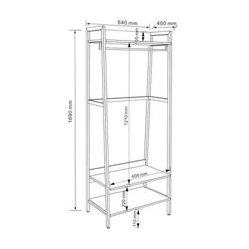 Gangkonsoll HOME4YOU Lavinia 64x40x169 cm Ask/Svart - ask/svart - Oppbevaring - Hyller - Hylleplan & hyllekonsoll