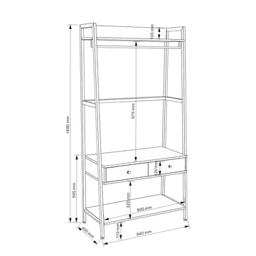 Gangkonsoll HOME4YOU Lavinia 84x40x169 cm ask/svart med skuffer - ask/svart - Oppbevaring - Hyller - Hylleplan & hyllekonsoll