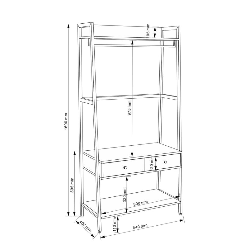 Gangkonsoll HOME4YOU Lavinia 84x40x169 cm ask/svart med skuffer - ask/svart - Oppbevaring - Hyller - Hylleplan & hyllekonsoll