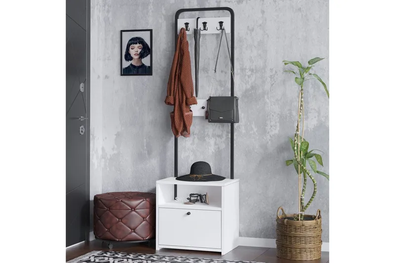 Garderobestativ Springhill Hvit / Svart - Svart/Hvit - Møbler - Gangmøbler - Møbelsett til gang & entre