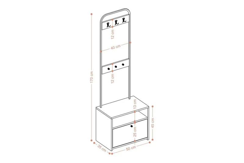Garderobestativ Springhill Hvit / Svart - Svart/Hvit - Møbler - Gangmøbler - Møbelsett til gang & entre