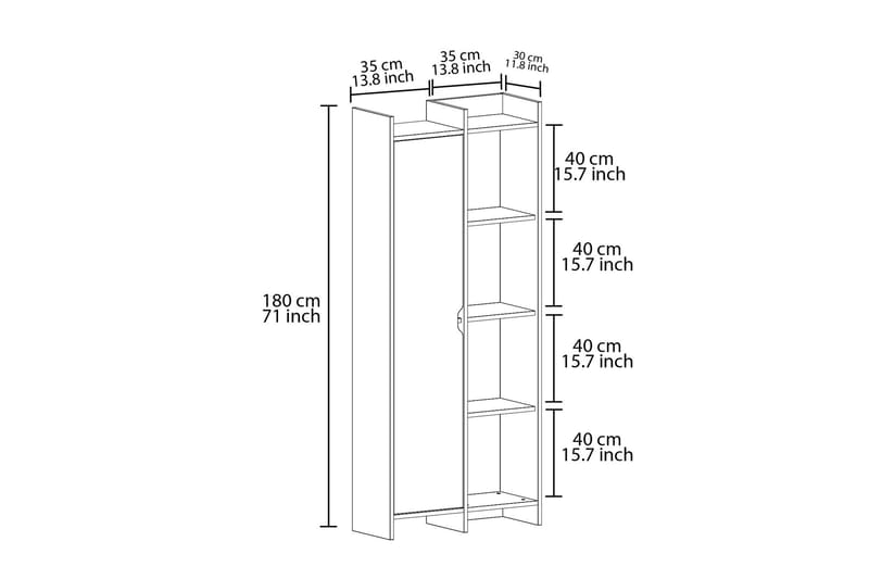 Gerard Bokhylle 70 cm - Hvit - Oppbevaring - Hyller - Bokhylle