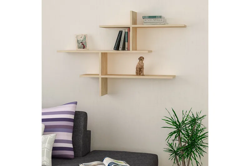 Glenure Vegghylle 123 cm - Eik - Oppbevaring - Hyller
