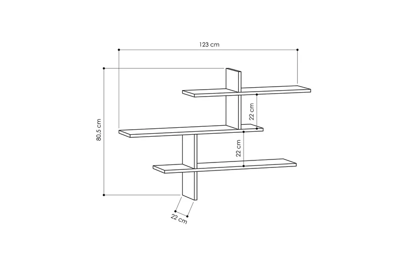 Glenure Vegghylle 123 cm - Eik - Oppbevaring - Hyller