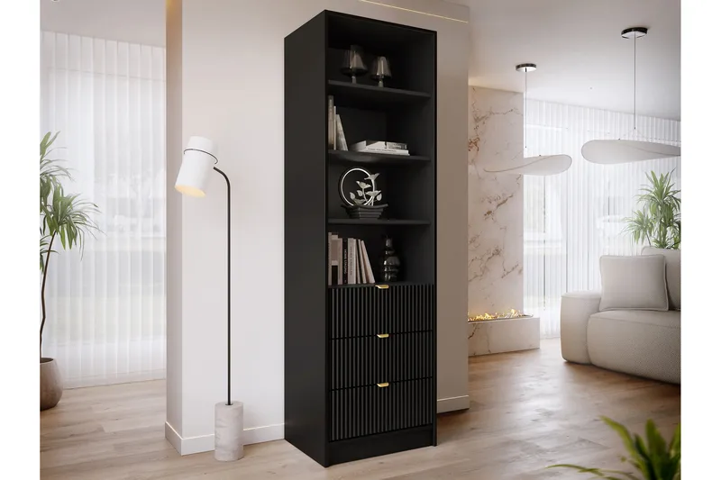 Gudelia Bokhylle 60x40 cm - Svart - Oppbevaring - Hyller - Bokhylle