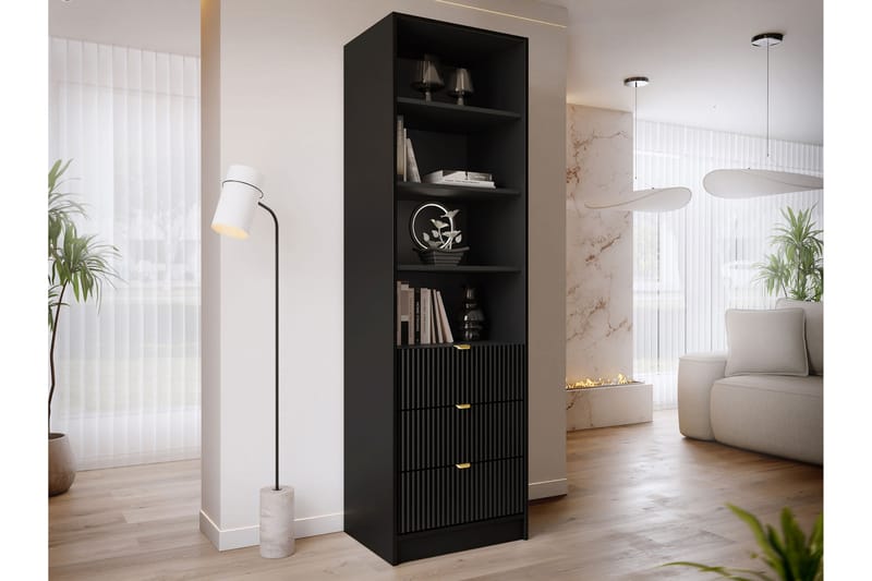 Gudelia Bokhylle 60x40 cm - Svart - Oppbevaring - Hyller - Bokhylle