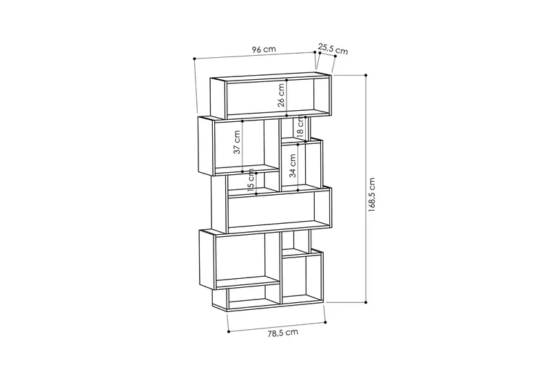 Hardy Bokhylle 96 cm - Brun - Oppbevaring - Hyller - Bokhylle
