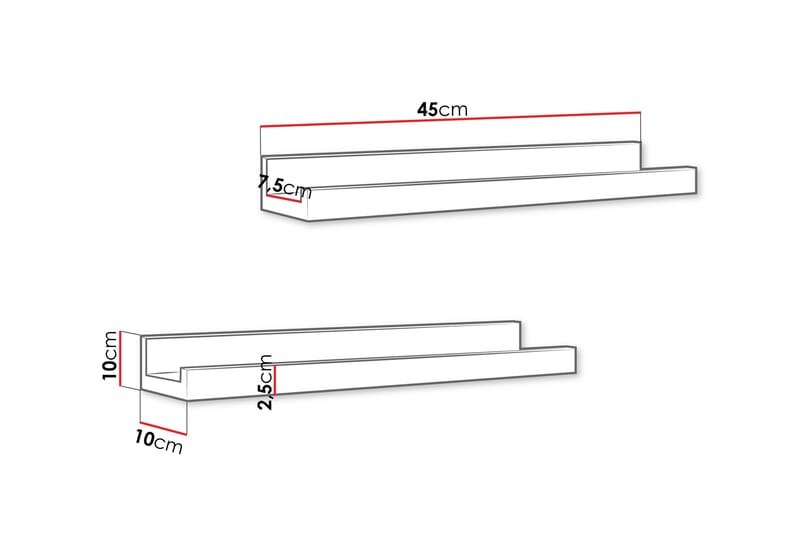 Harijan Vegghylle 45 cm - Hvit - Oppbevaring - Hyller - Vegghylle