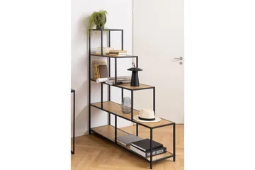 Hartsoe Bokhylle 135 cm i Metall med Treplate - Brun - Oppbevaring - Hyller - Bokhylle
