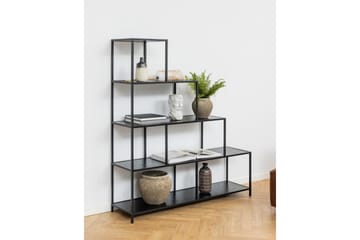 Hartsoe Bokhylle 135 cm i Metall med Treplate - Svart - Oppbevaring - Hyller - Bokhylle