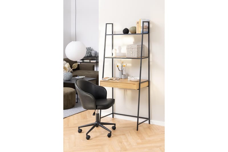 Hartsoe Bokhylle 77 cm i Metall med Treplate - Sort|Beige - Oppbevaring - Hyller - Bokhylle