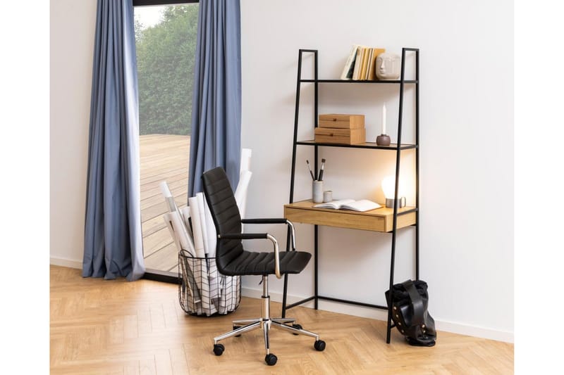 Hartsoe Bokhylle 77 cm i Metall med Treplate - Sort|Beige - Oppbevaring - Hyller - Bokhylle