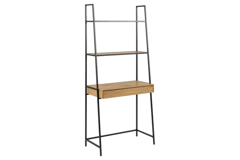 Hartsoe Bokhylle 77 cm i Metall med Treplate, Sort|Beige