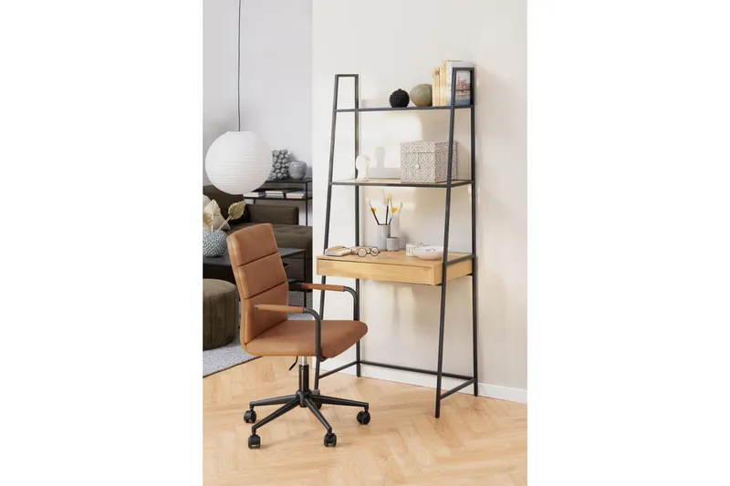 Hartsoe Bokhylle 77 cm i Metall med Treplate - Sort|Beige - Oppbevaring - Hyller - Bokhylle