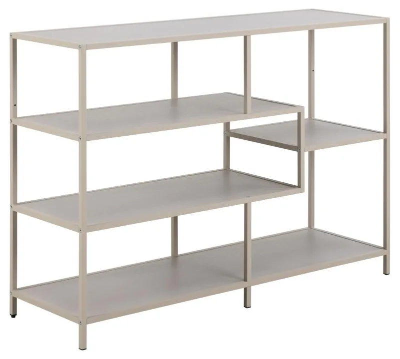 Hasslevik Bokhylle 114 cm i Metall med Treplate, Sandbeige