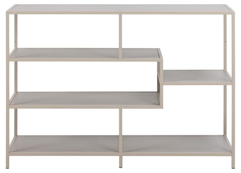 Hasslevik Bokhylle 114 cm i Metall med Treplate - Sandbeige - Oppbevaring - Hyller - Bokhylle