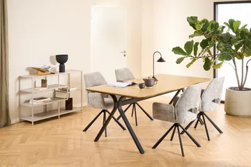 Hasslevik Bokhylle 114 cm i Metall med Treplate - Sandbeige - Oppbevaring - Hyller - Bokhylle