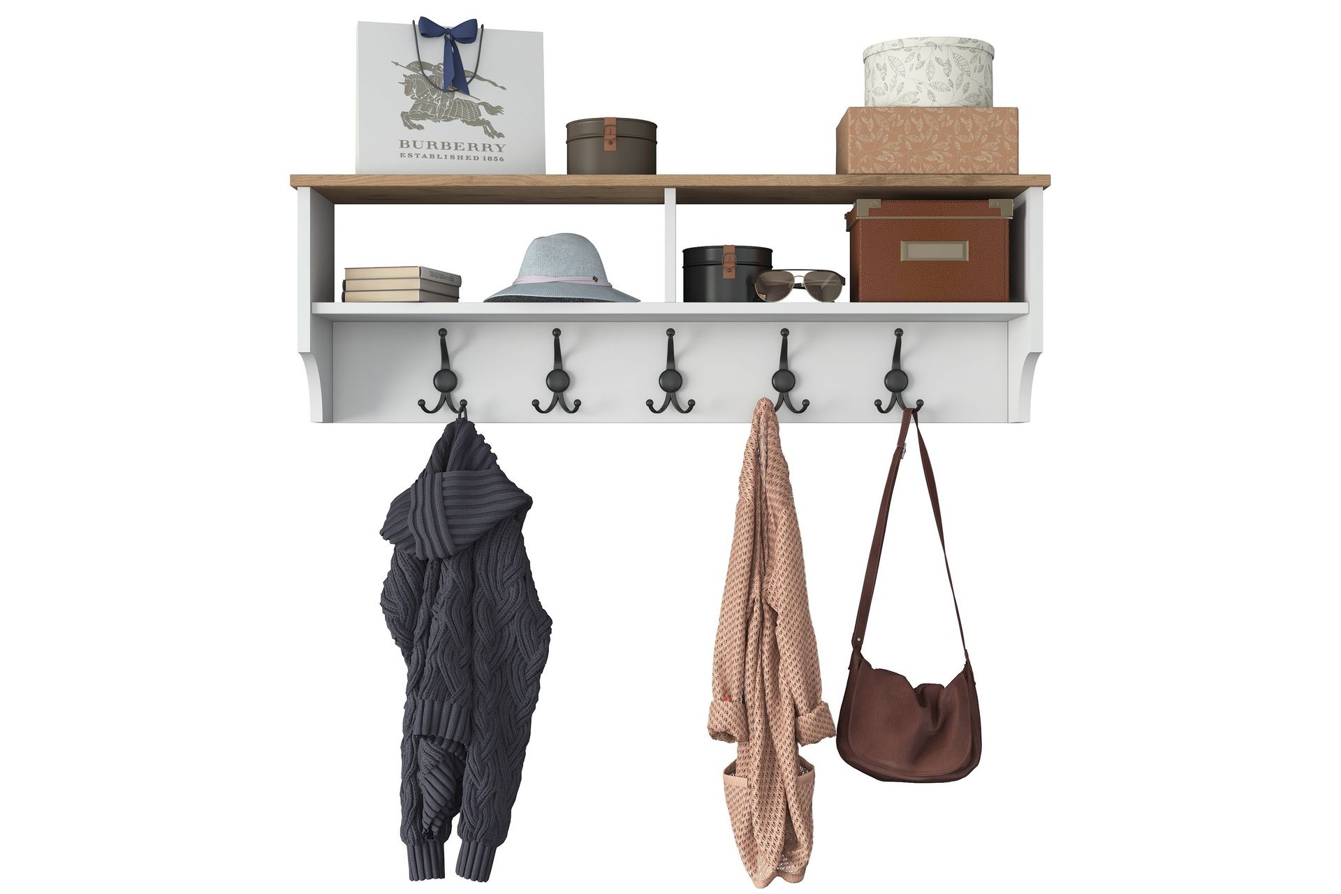 Caraway Hatt-hylle 120x22,2 cm Hvit/Brun - Hanah Home - Oppbevaring - Hyller - Hattehylle