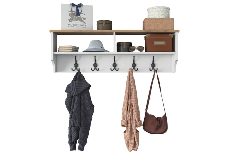 Caraway Hatt-hylle 120x22,2 cm Hvit/Brun - Hanah Home - Oppbevaring - Hyller - Hattehylle