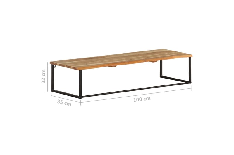 Hattehylle med knagger naturlig kant 100x35x22 cm akasie - Brun - Oppbevaring - Hyller - Hattehylle