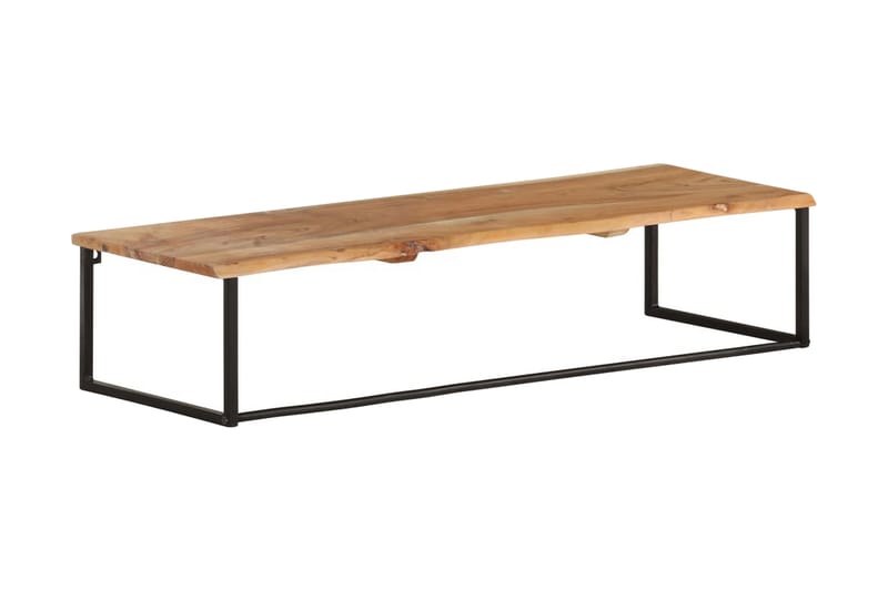 Hattehylle med knagger naturlig kant 100x35x22 cm akasie - Brun - Oppbevaring - Hyller - Hattehylle