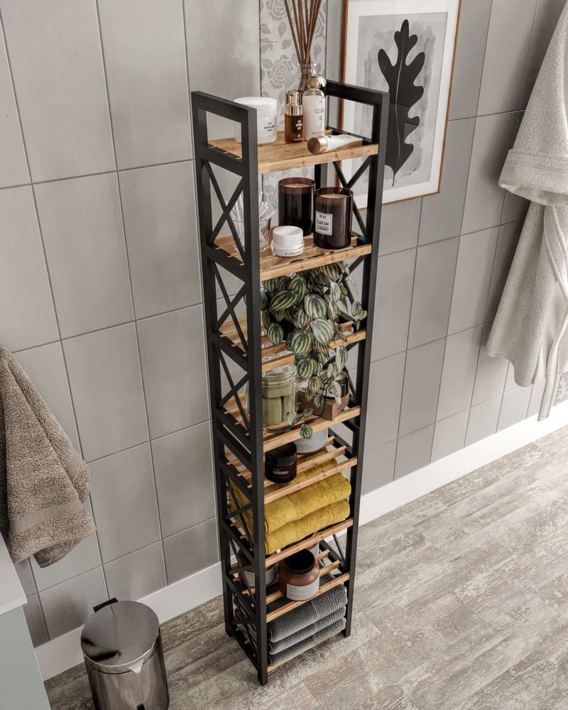 Heba Multifunksjonshylle 128 cm - Svart - Oppbevaring - Hyller - Hylleplan & hyllekonsoll