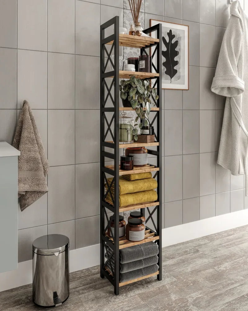 Heba Multifunksjonshylle 128 cm - Svart - Oppbevaring - Hyller - Hylleplan & hyllekonsoll