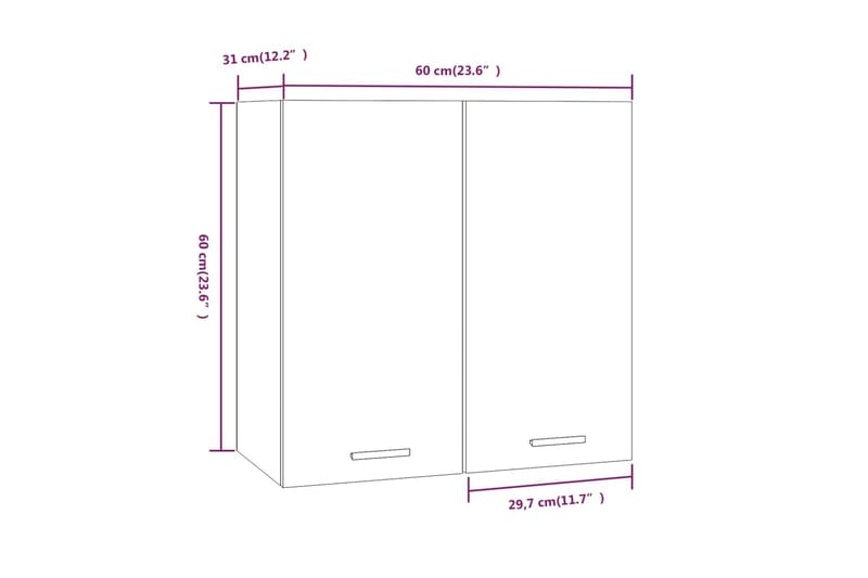 Hengende skap grå sonoma 60x31x60 cm konstruert tre - Grå - Vegghylle