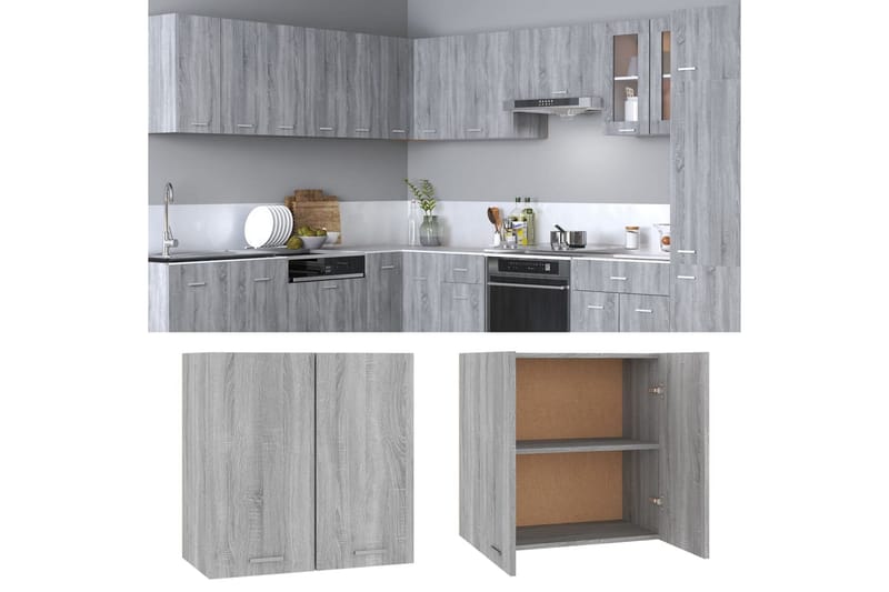 Hengende skap grå sonoma 60x31x60 cm konstruert tre - Grå - Oppbevaring - Hyller - Vegghylle
