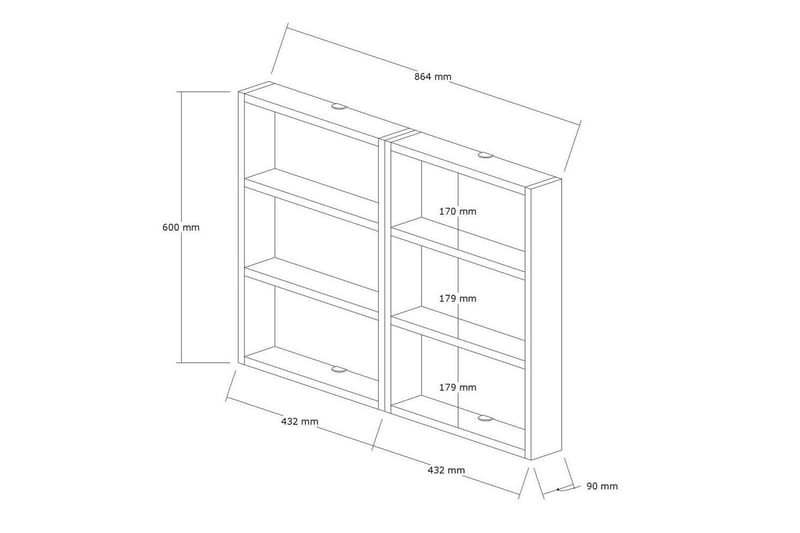 Hexaia Vegghylle 84,6 cm - Hvit - Oppbevaring - Hyller - Vegghylle