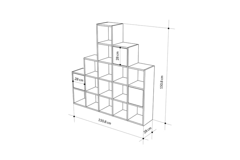 Hideo Bokhylle 150,8 cm - Brun/Eik - Oppbevaring - Hyller - Bokhylle