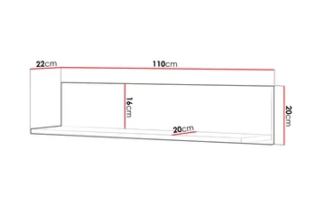 Hilts Vegghylle 110x22 cm - Hvit/Rosa - Oppbevaring - Hyller - Vegghylle