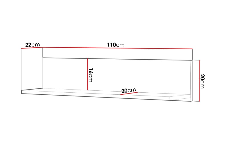 Hilts Vegghylle 110x22 cm - Hvit/Rosa - Oppbevaring - Hyller - Vegghylle