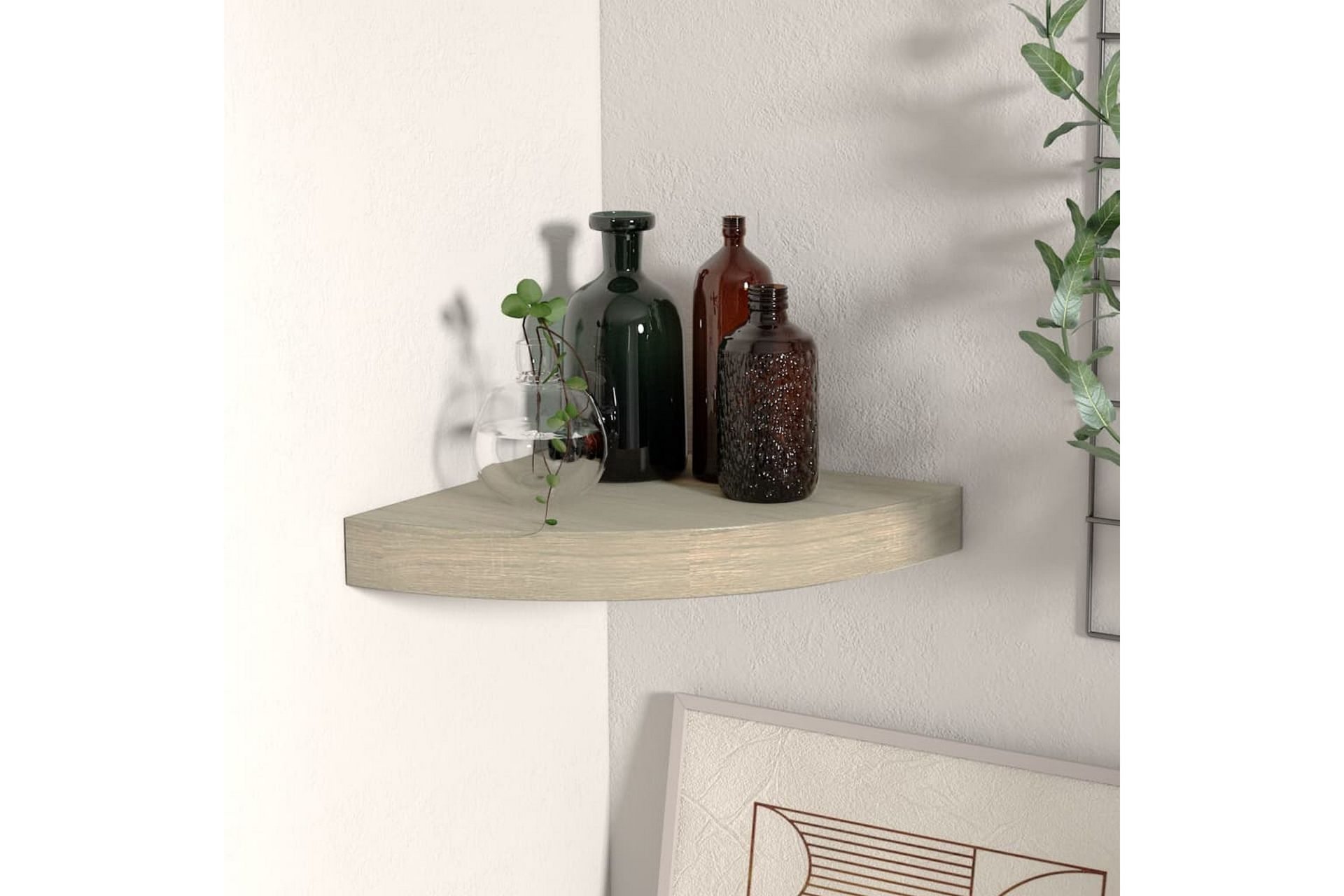 Flytende vegghylle eik 25x25x3,8 cm MDF - Brun - Oppbevaring - Hyller - Hjørnehylle