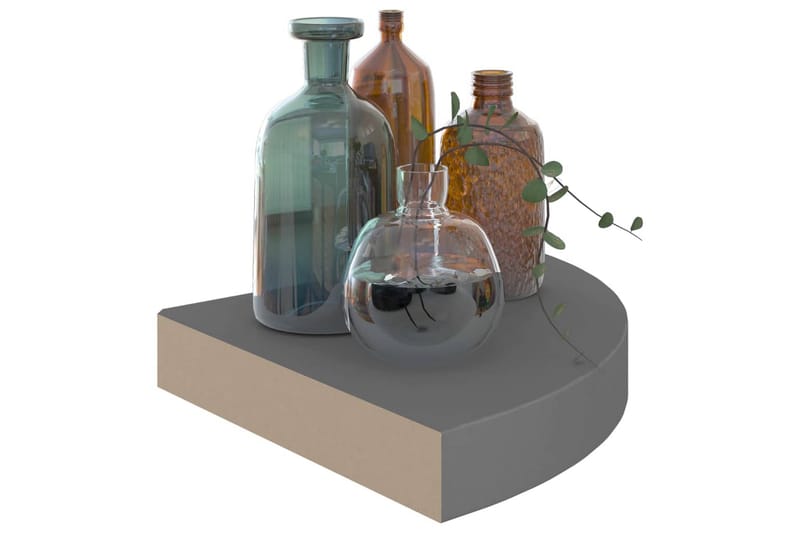 Flytende vegghylle høyglans grå 25x25x3,8 cm MDF - Grå - Oppbevaring - Hyller - Hjørnehylle