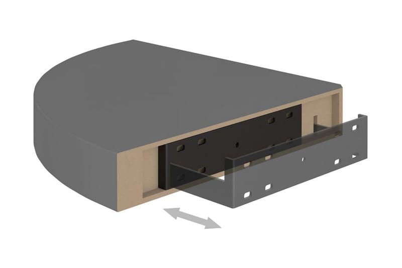 Flytende vegghylle høyglans grå 25x25x3,8 cm MDF - Grå - Oppbevaring - Hyller - Hjørnehylle