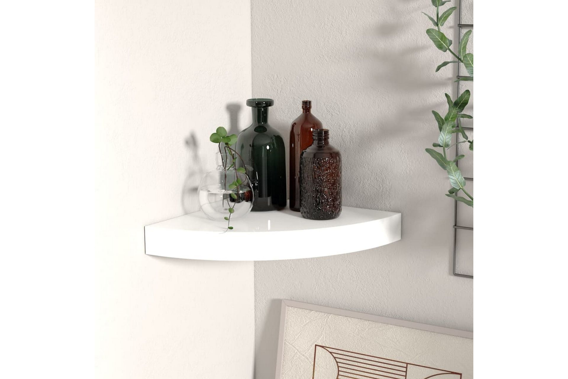 Flytende vegghylle høyglans hvit 25x25x3,8 cm MDF - Hvit - Oppbevaring - Hyller - Hjørnehylle