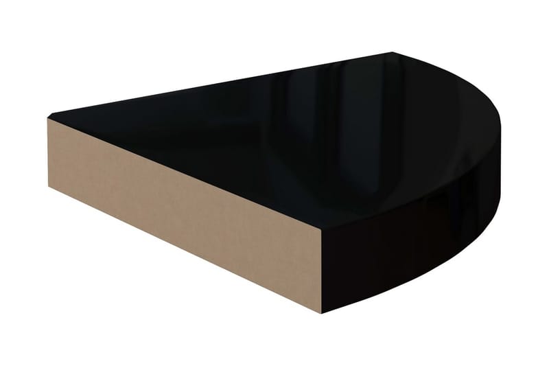 Flytende vegghylle høyglans svart 25x25x3,8 cm MDF - Svart - Oppbevaring - Hyller - Hjørnehylle