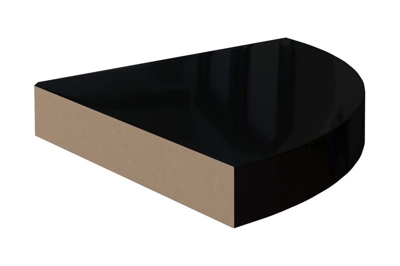 Flytende vegghylle høyglans svart 25x25x3,8 cm MDF - Svart - Kjøkkenhylle - Hjørnehylle