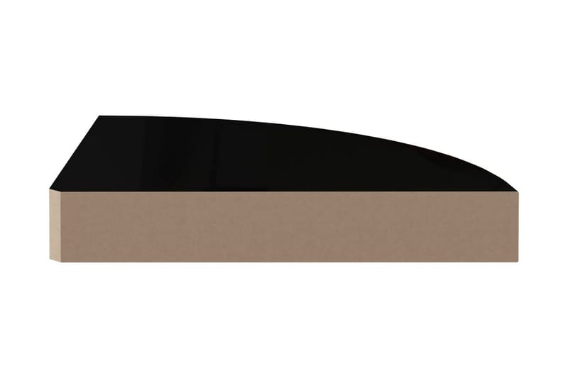 Flytende vegghylle høyglans svart 25x25x3,8 cm MDF - Svart - Oppbevaring - Hyller - Hjørnehylle