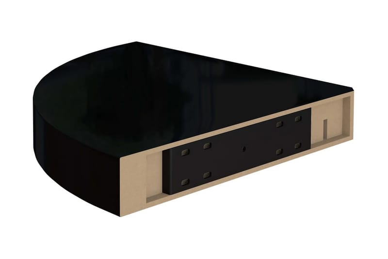 Flytende vegghylle høyglans svart 25x25x3,8 cm MDF - Svart - Oppbevaring - Hyller - Hjørnehylle